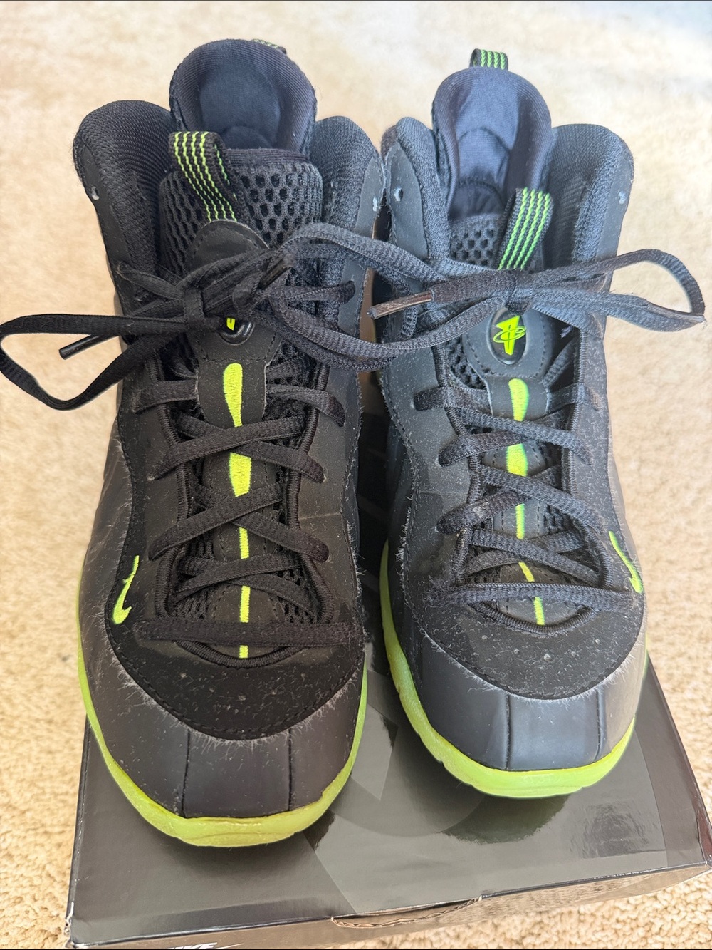 🔥Nike Little Posite One Kids Black and Neon Green.🔥